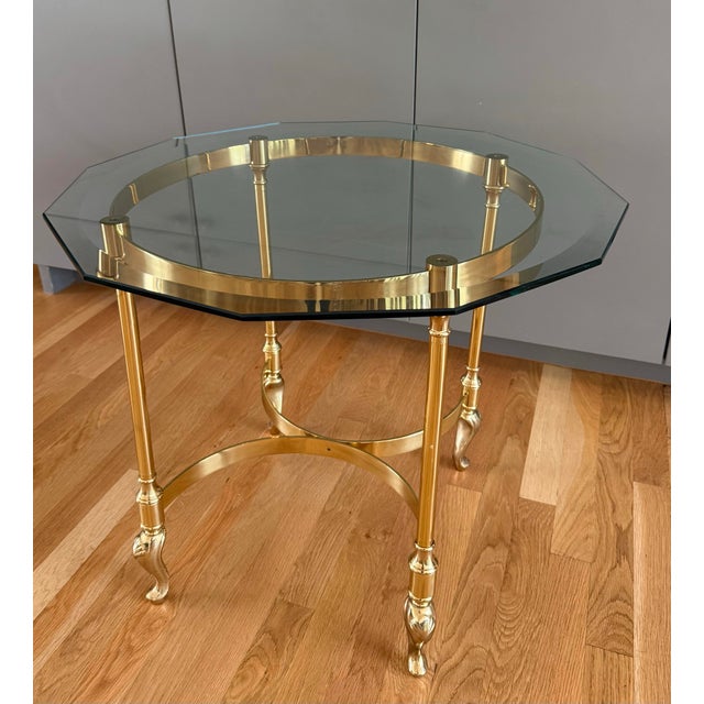 French Vintage French Style Brass and Glass Side Table For Sale - Image 3 of 9