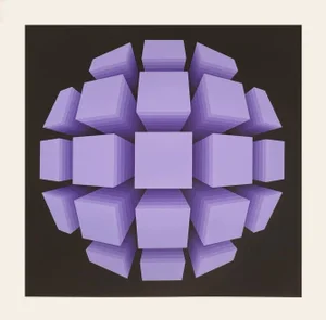 1974 Patrice Allart Square Sphere Op Art Screenprint