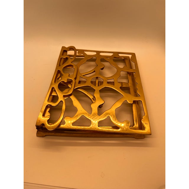 Mid Century Solid Brass Folding Bookstand Footed Adjustable For Sale In Greensboro - Image 6 of 11