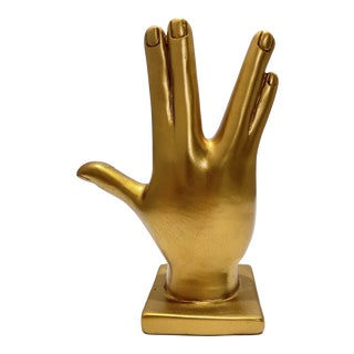 The Vulcan Salute Live Long & Prosper Spock Hand Sculpture in Gold For Sale
