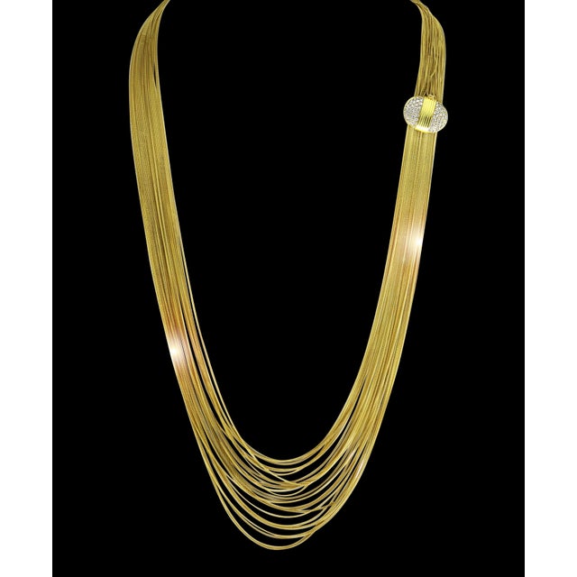 Gucci 18 Karat Gold Multi Strand Long Lariat Necklace Diamond Clasp For Sale - Image 17 of 18