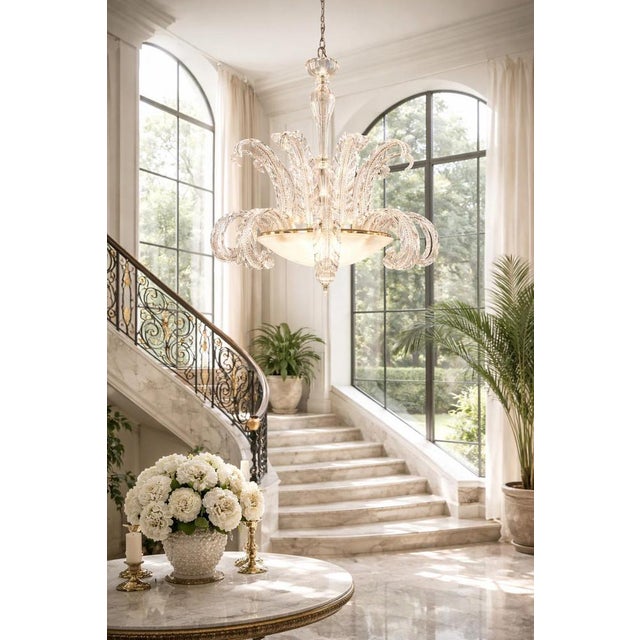 Art Deco Murano Glass Chandelier, 1940s For Sale - Image 4 of 13