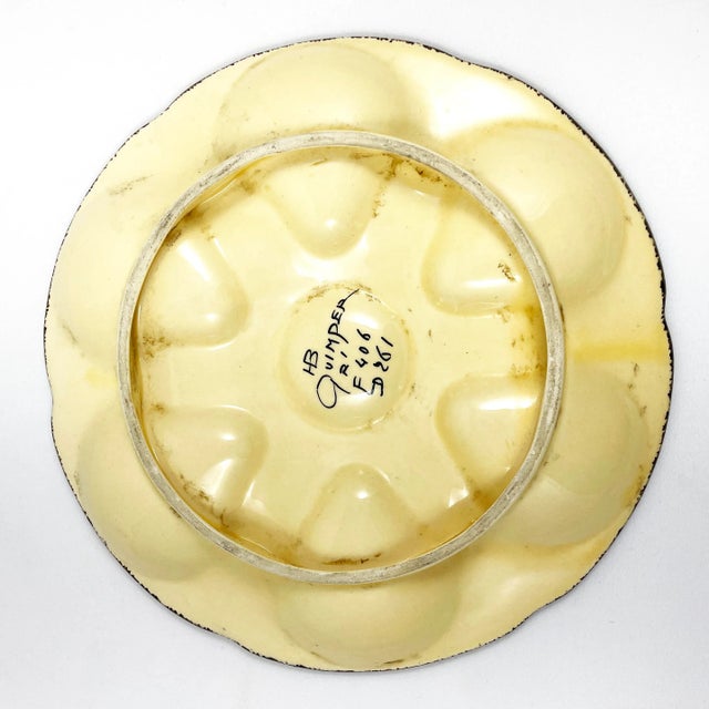 Henriot Quimper 1970s Henriot Quimper French Faïence Hand Painted Oyster Plate For Sale - Image 4 of 5