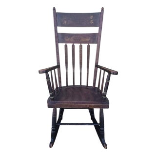 19thc Windsor Arrow Back Rocking Chair W/ Original Paint Decoration For Sale