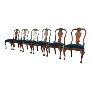 Smith & Watson Georgian Carved Mahogany Dining Chairs, Set of Six