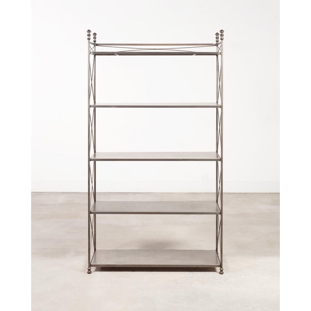 Metal French Neoclassical Style Five Tier Steel Étagère Shelves For Sale - Image 7 of 17