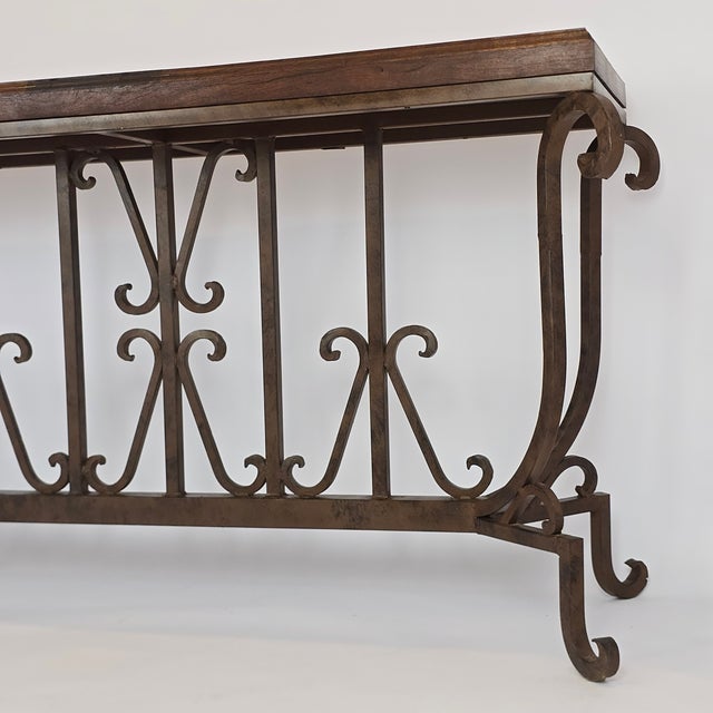 Mexports by Susana Molina Mesquite Wood and Iron Console Table For Sale - Image 13 of 17