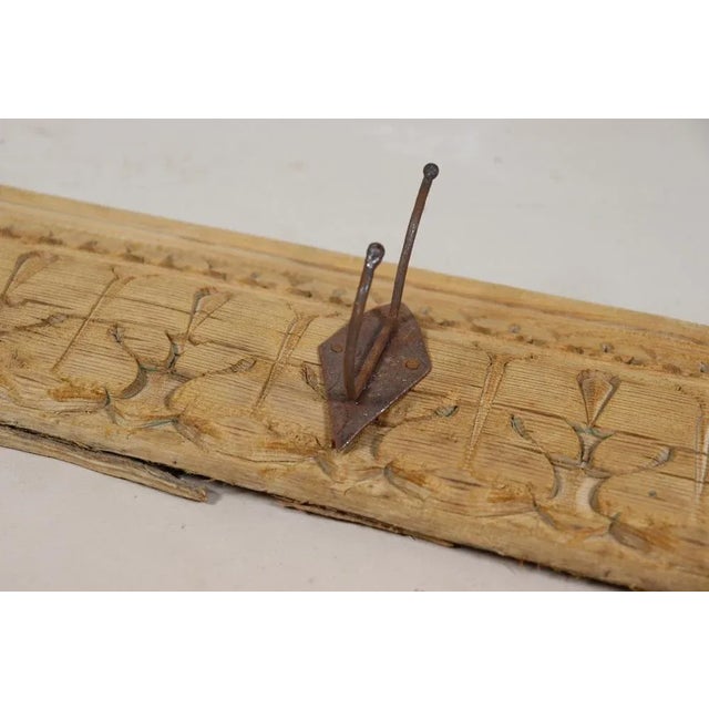 Antique Wood Handcarved Wall Coat Rack, 1890s For Sale - Image 6 of 13