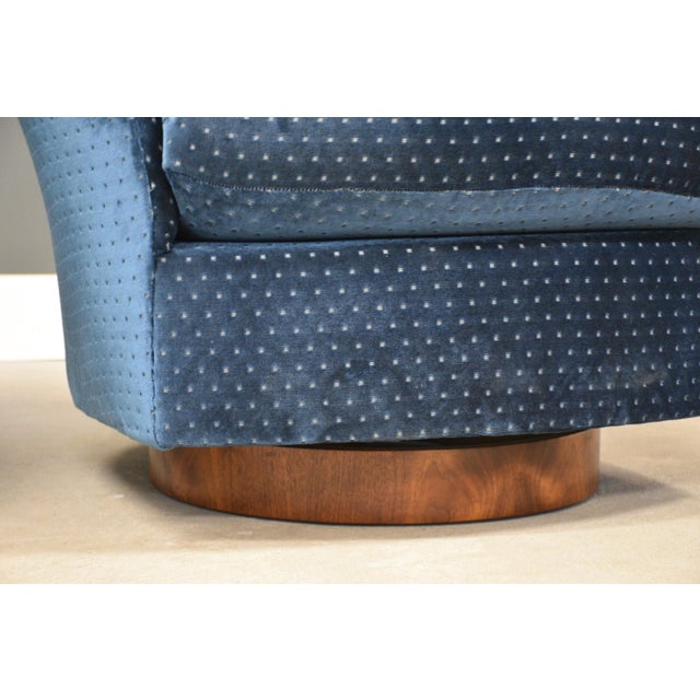 Blue 1960s Walnut Tilt Swivel Lounge Chairs by Adrian Pearsall - A Pair For Sale - Image 8 of 10