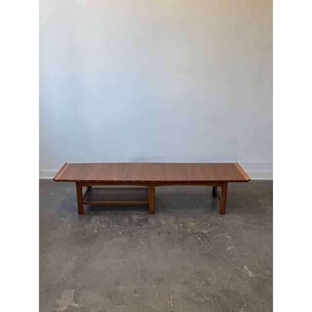 1960's Walnut and Caned Lane Altavista Coffee Table For Sale - Image 9 of 13