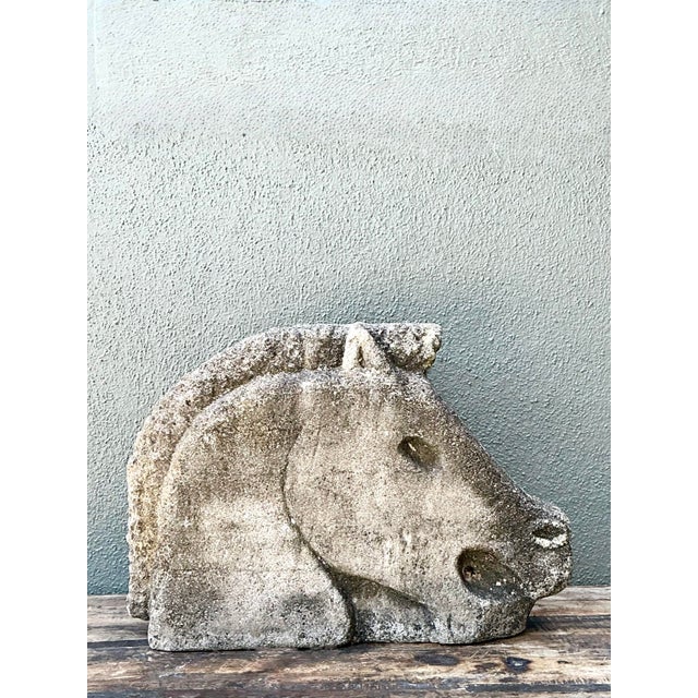 Sculpture Materials Vintage Cast Concrete Horse Head For Sale - Image 7 of 12