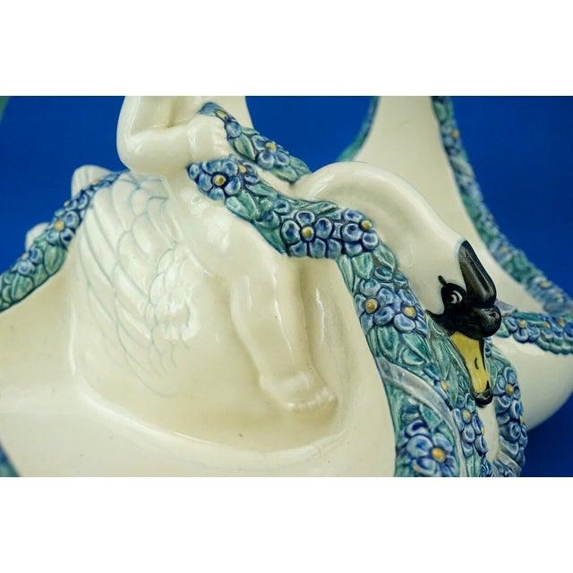 Art Deco Swan Basket with Putto by Wilhelm Peter August Sus for Karlsruhe, Germany, 1920s For Sale - Image 13 of 18