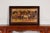 Vintage Inlaid Wood Framed Painting Depicting Four Horses in a Landscape For Sale - Image 4 of 12