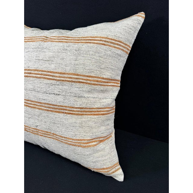 Contemporary Turkish Hemp Pillow Cushion Natural Beige Rust Pillow Cushion Cover 24"x24" For Sale - Image 3 of 4