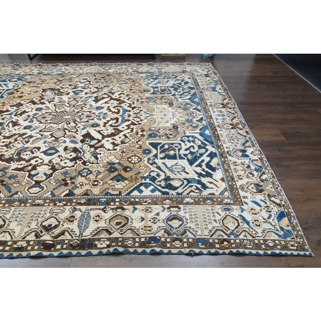 1970s 1970s Vintage Persian Handmade Wool Cotton Brown Area Rug For Sale - Image 5 of 11