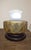 Wood Mid-Century Table Lamp in Pressed Amber Glass and Wood, 1930 For Sale - Image 7 of 9