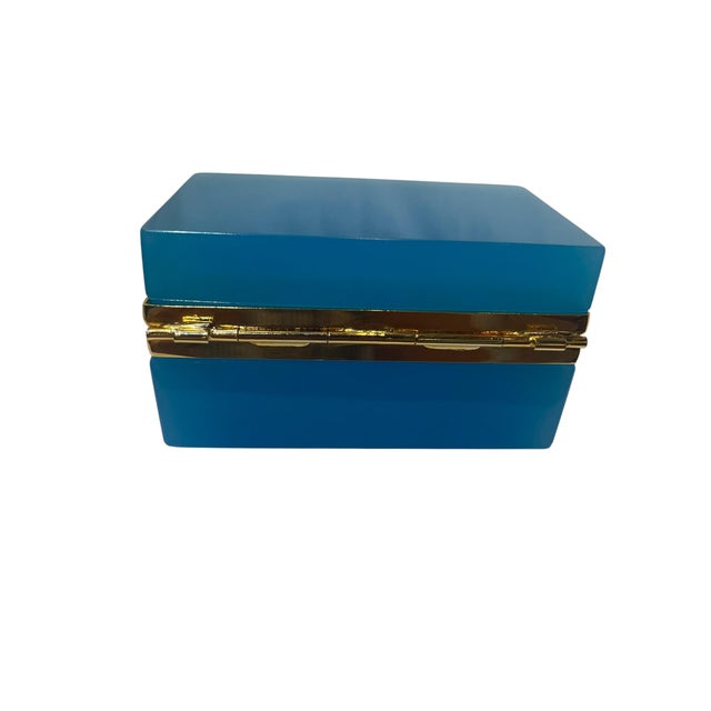 French French Blue Opaline Rectangular Box For Sale - Image 3 of 5
