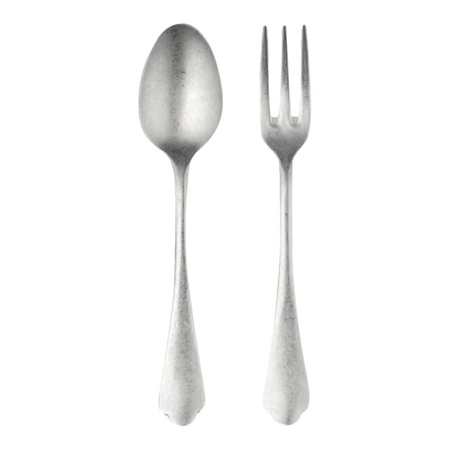 Mepra Dolce Vita 2-Piece Serving Set (fork & Spoon), Pewter For Sale