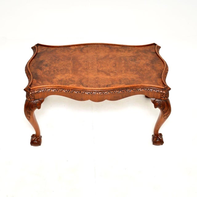 Antique Queen Anne Burr Walnut Coffee Table, 1930s For Sale - Image 4 of 8