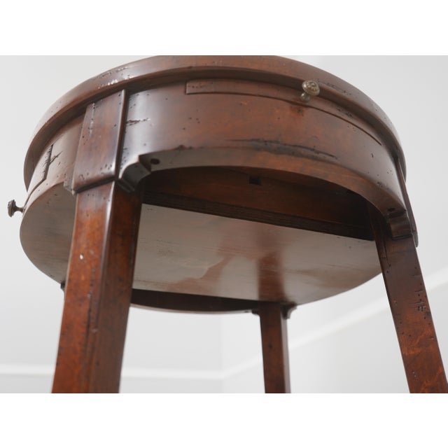 Guy Chaddock Attributed Cherry 2 Drawer Round Tabouret Side Table For Sale - Image 15 of 16
