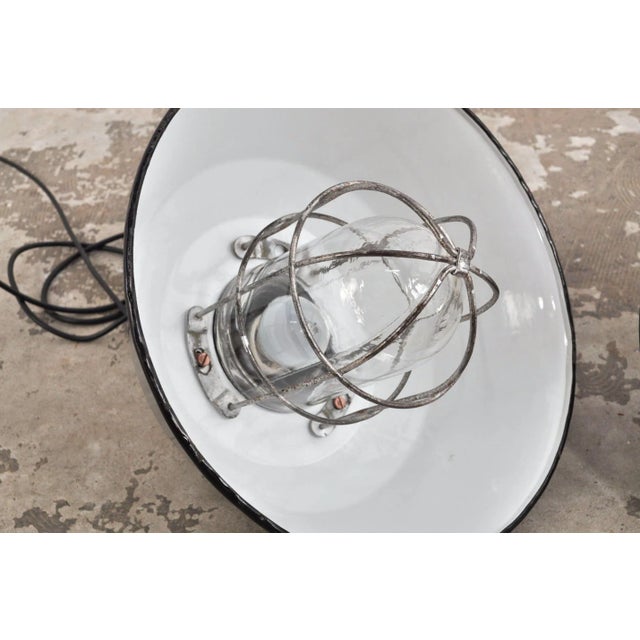 Industrial Vintage Enamel Pendant Lamp, 1950s For Sale - Image 3 of 10