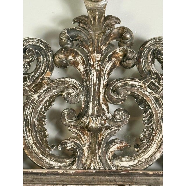 Wood Italian Baroque Silvered Wall Mirror, 19th Century, Hand-Carved Wood For Sale - Image 7 of 11