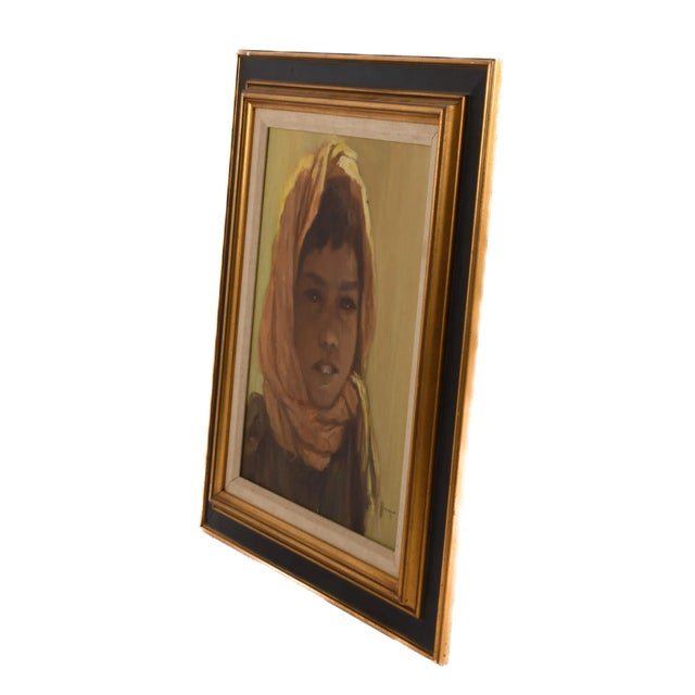 Mid 20th Century Framed Signed William Weintaraub Oil on Canvas "Beduin Boy" For Sale - Image 5 of 14