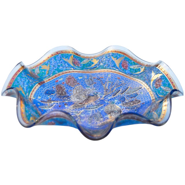 Mid 20th Century Colorful & Festive Americana Art-Glass Ruffled Bowl For Sale - Image 4 of 5