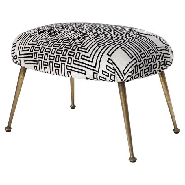 Mid-Century Black and White Geometric Footstool, Italy, 1950 For Sale - Image 9 of 9