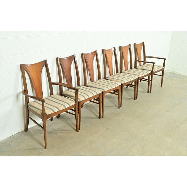 Broyhill Brasilia Mid-Century Modern Sculpted Walnut Dining Chairs, Set of Six For Sale - Image 13 of 13