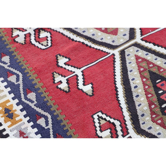 Textile 1990s Tribal Red Ikat Handmade Rug For Sale - Image 7 of 12