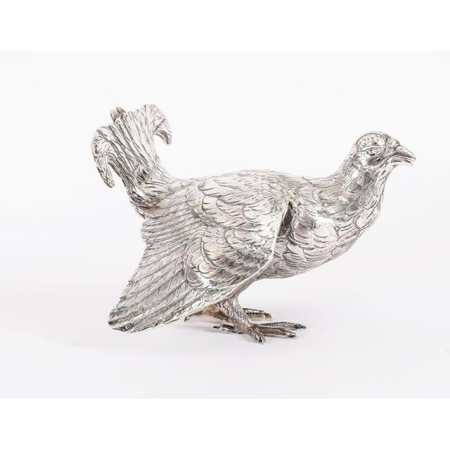 Antique Belgian Silver Grouse Game Birds, 19th Century, Set of 2 For Sale - Image 10 of 18