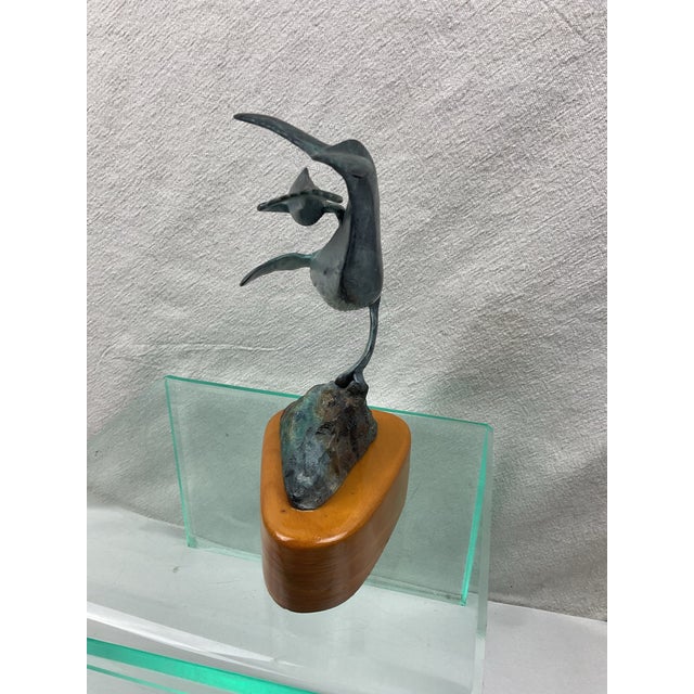 Contemporary Patinated Bronze Whale Sculpture For Sale - Image 3 of 9
