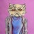 Smoosh Faced Cutie by Kaitlin Ziesmer | Acrylic and Enamel Cat with a human-like body in a sweater. For Sale