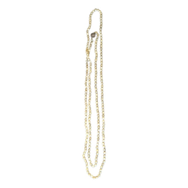 Antique 60" Necklace Shell Beads With Worthy Clasp For Sale