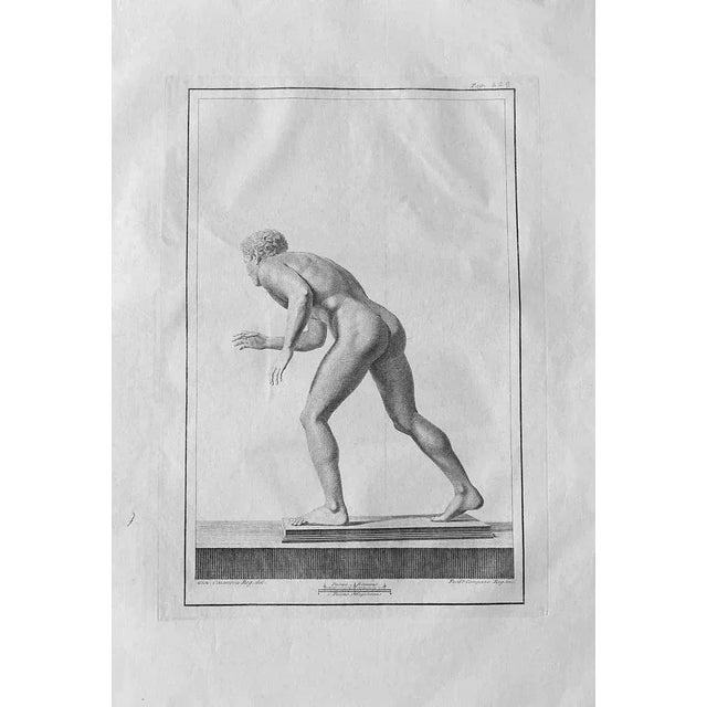 Ancient roman statue, from the series "antiquities of herculaneum", is an original etching on paper realized by p. Campana...