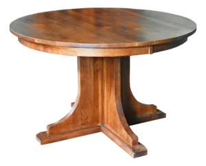Solid Oak Round Dining Table With 2 Leaves - Michael's Cherry