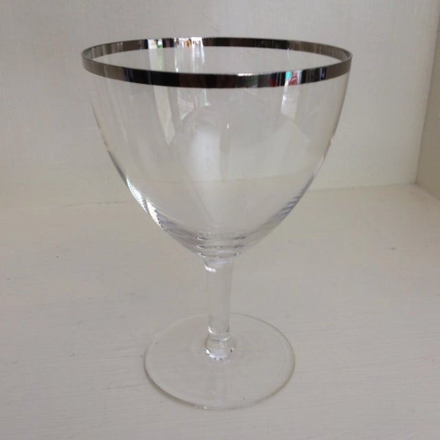 Transitional Platinum Rim Wine Glasses 1940s West Germany - Set of 4 For Sale - Image 3 of 13