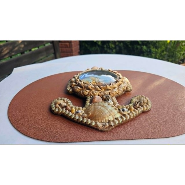 Goldenrod Victorian Anchor Seashell Maritime Diorama in Beech and Glass For Sale - Image 8 of 10
