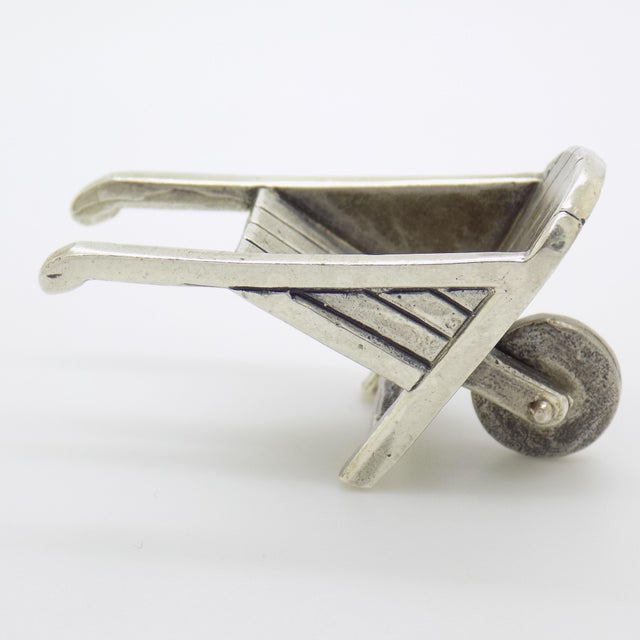 1980s Vintage Italian Handmade Genuine Silver Wheelbarrow Dollhouse Miniature by Raspini Gioielli, 1980s For Sale - Image 5 of 11