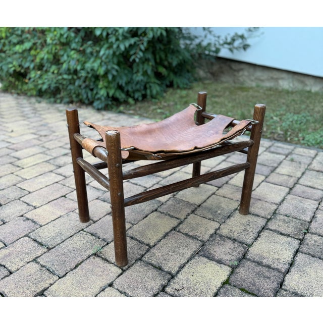 Animal Skin Leather Safari Stool, 1960s For Sale - Image 7 of 8