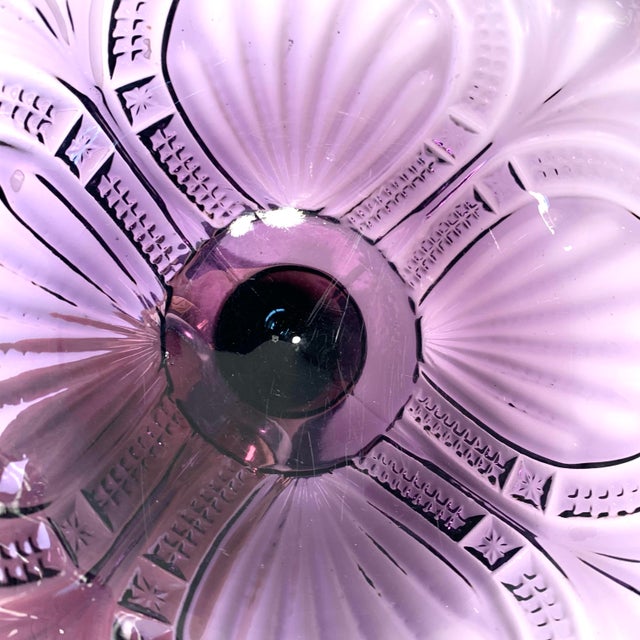 Early 20th Century Antique Pressed Glass Pedestal Compote Bowl Scalloped Rim For Sale - Image 5 of 11
