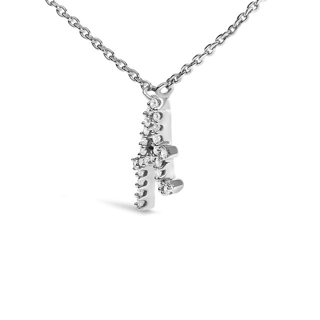 Contemporary 10K White Gold Diamond Accent "A" Initial Script Style Pendant Necklace For Sale - Image 3 of 5