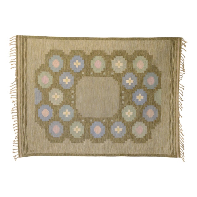Mid-Century Swedish Kilim Rug by Anna Johanna Angstrom, 1960s For Sale