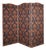 Antique Room Divider Paravent Folding Screen with Blue and Gold Fabric, 1900 For Sale