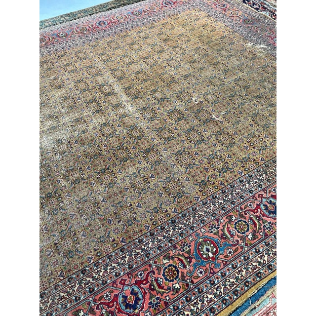 Saffron Circa 1930's Rug with Mustard Saffron & Salmon Colors 9.3. X 12.3 For Sale - Image 8 of 13