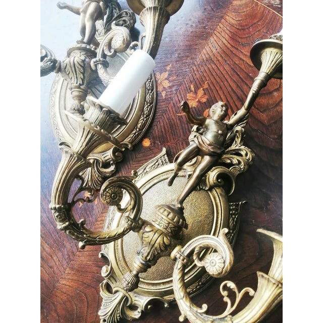1930s Bronze Cherub Sconces, 1930s, Set of 2 For Sale - Image 5 of 14