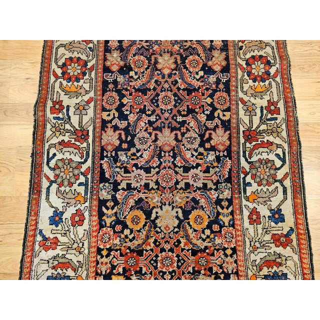 Antique Persian Malayer Area Rug, Hand-Knotted Wool, Geometric Pattern, 4x7, Navy & Ivory For Sale - Image 11 of 17
