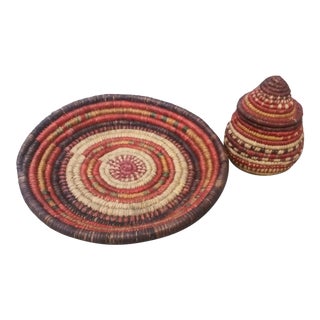 Vintage Woven Tribal Baskets - a Pair For Sale