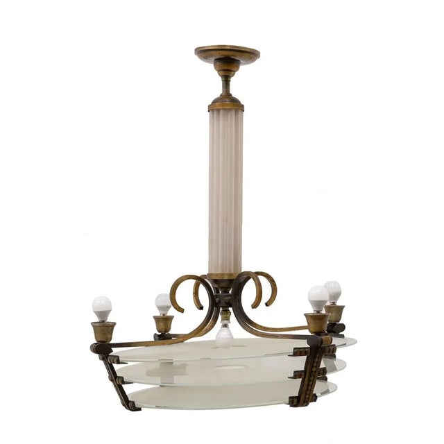 Metal Art Deco French Ceiling Lamp, 1930s For Sale - Image 7 of 7